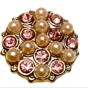 Pink Pearl crystal snap button for jewelry